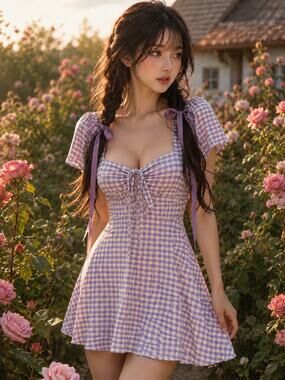 NWT Meadowsweet Mornings gingham sweetheart milkmaid cottagecore mini dress